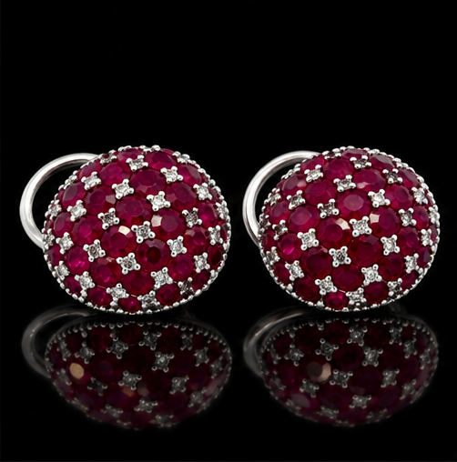 Designer Marchisio 5.06cttw Ruby & Diamond 18K White Gold Earring