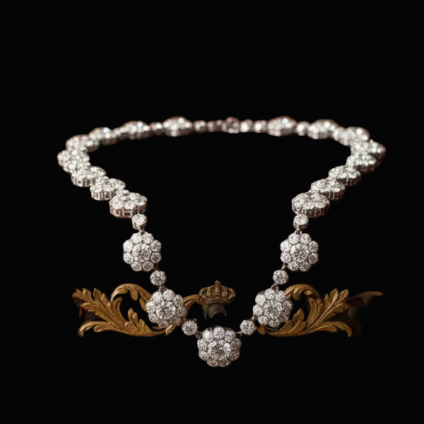 Vintage 58.75cttw Diamond Platinum and 18Kt White Gold Necklace