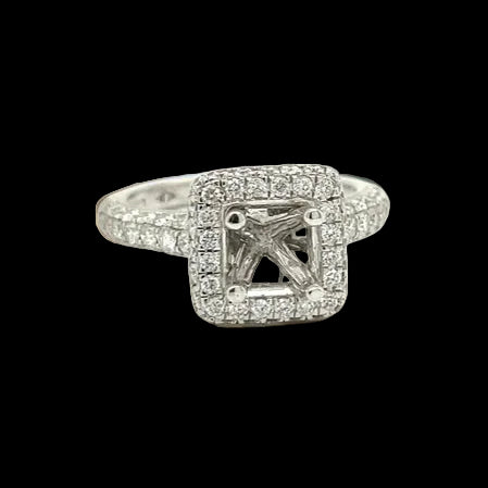 Uni Design 1.08 Ctw. Diamond and 14K White Gold Semi Mount Ring