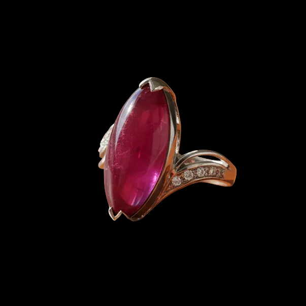 Estate Bold Custom 15.38 ct Pink Tourmaline and Diamond Platinum Ring 15262