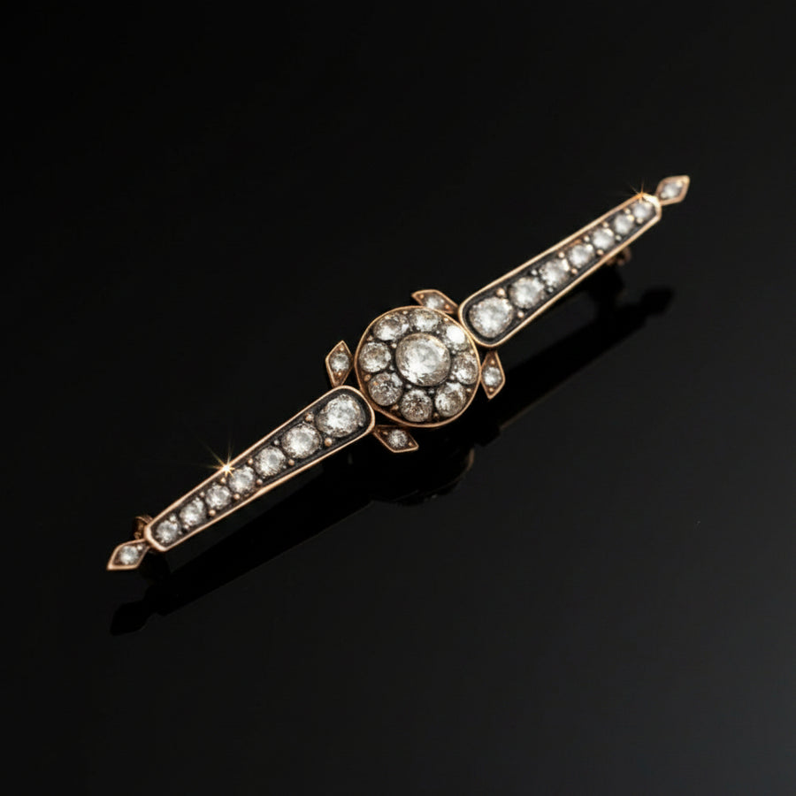 Estate Victorian 3.50 cttw Rose Cut Diamond 14K Yellow Gold/Silver Brooch 15669