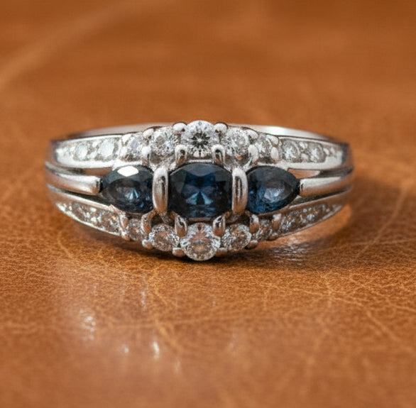 Color Change Natural Alexandrite and Diamond Platinum Ring
