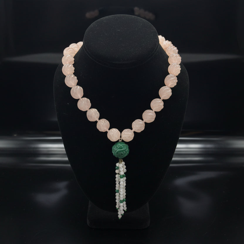 1025 cttw Carved Kunzite Necklace