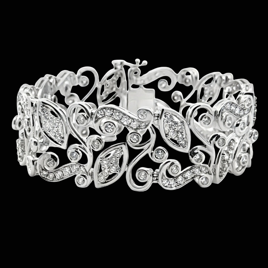 Designer AV 7.45cttw Diamond 14Kt White Gold Bracelet