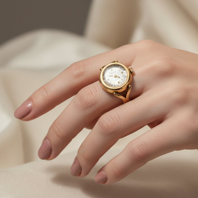 Estate Gigandent 18K Yellow Gold Ring/Watch 7.84g
