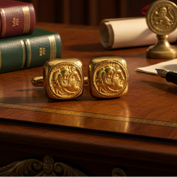 Estate David Webb Roman/Ancient 18K Yellow Coin Cuff Links