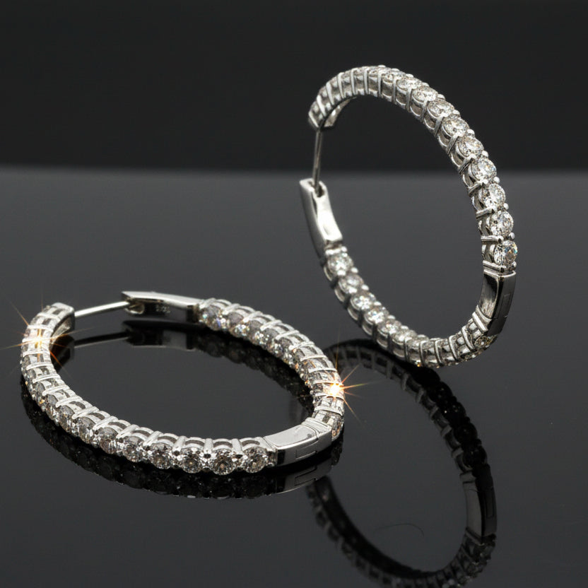 Diamond Hoop Earrings 5.0cttw 14K White Gold