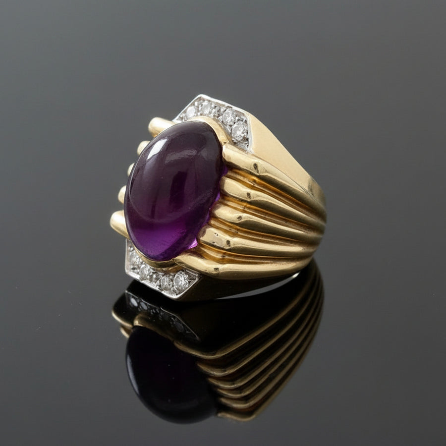 Modern 20ct Ruby and Diamond 18KT White and Yellow Gold Ring