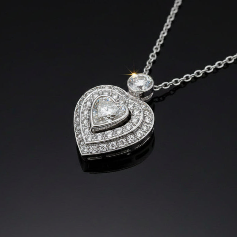 Modern 1.55cttw Diamond Heart 14Kt White Gold Necklace