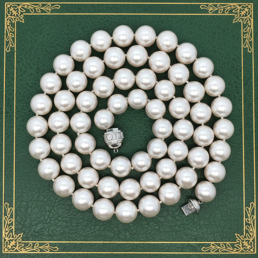 Modern 1990's Fine 12.00-12.50mm South Sea Pearl and 5.00cttw Diamond 36" Necklace