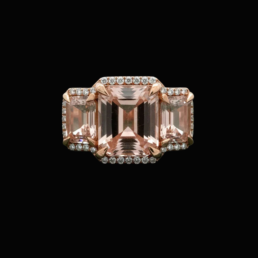 Modern 7.52cttw Morganite and Diamond 18kt Rose Gold Ring