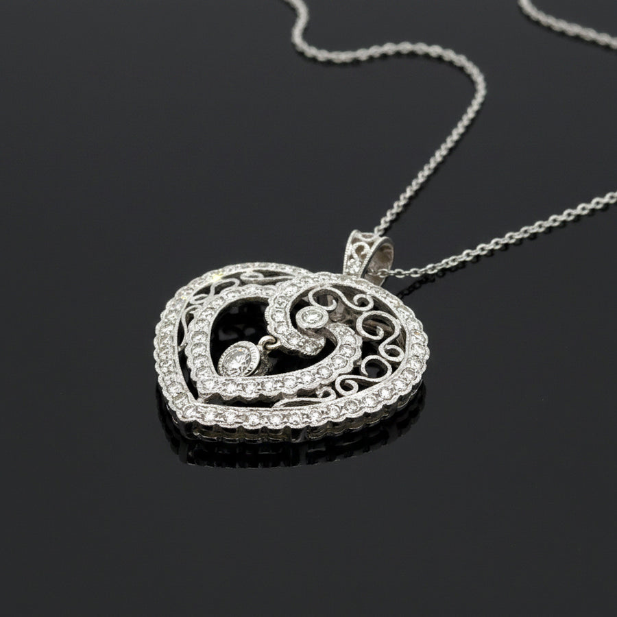 Modern Designer Edel Weiss 1.50cttw Diamond and 18Kt White Gold Necklace