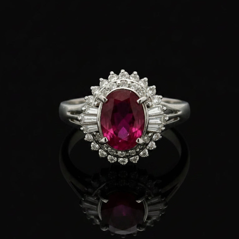 Modern 1960's Ruby and Diamond Platinum Ring