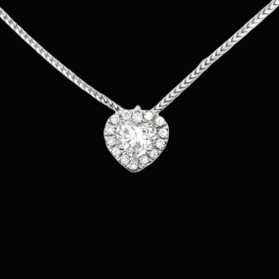 Modern Heart Shape Diamond & 14K White Gold Necklace