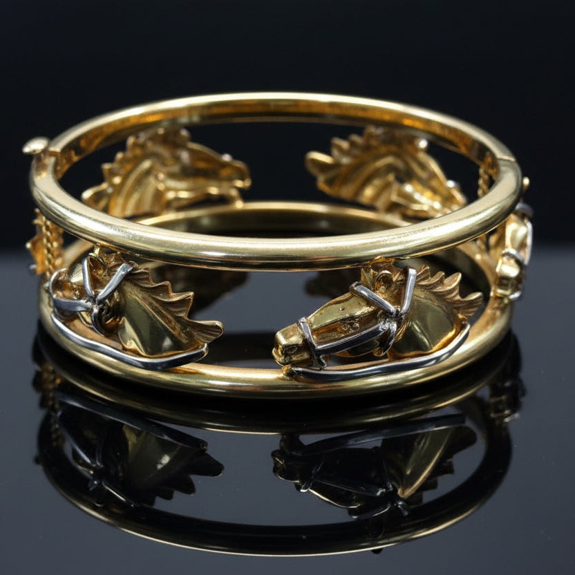 "Cheral" Italian 18K Yellow and White Gold Bangle