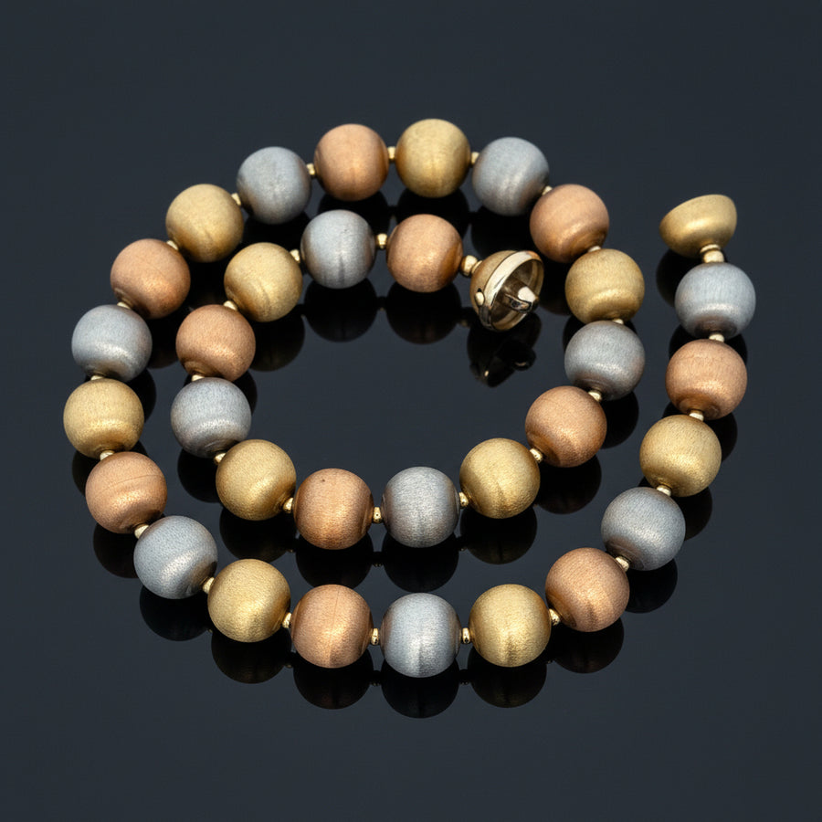 Italian Designer Arezzo Satin Finish Tri Color 18K Necklace