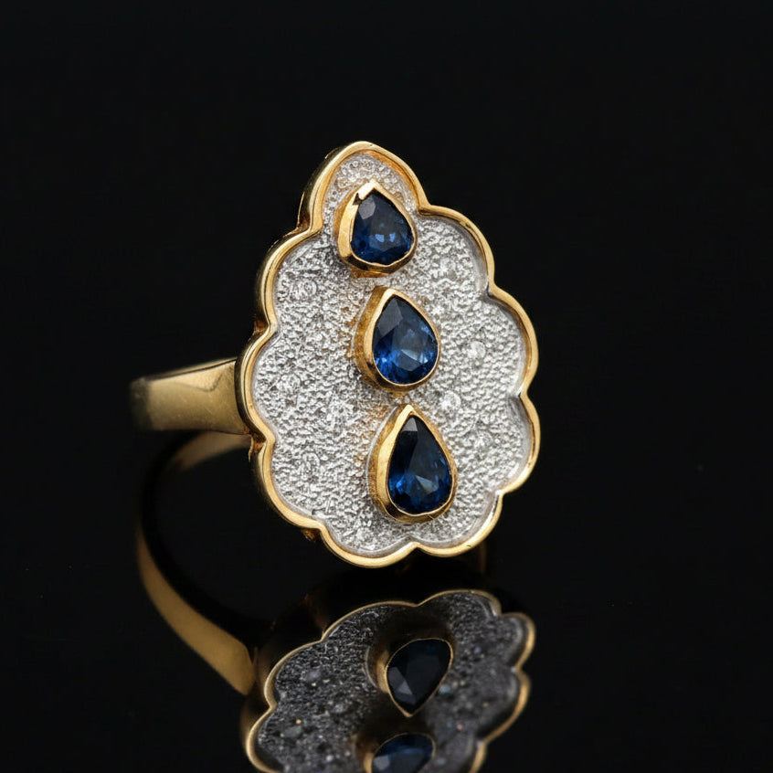 Vintage Sapphire & Diamond 14K Yellow & White Gold Ring