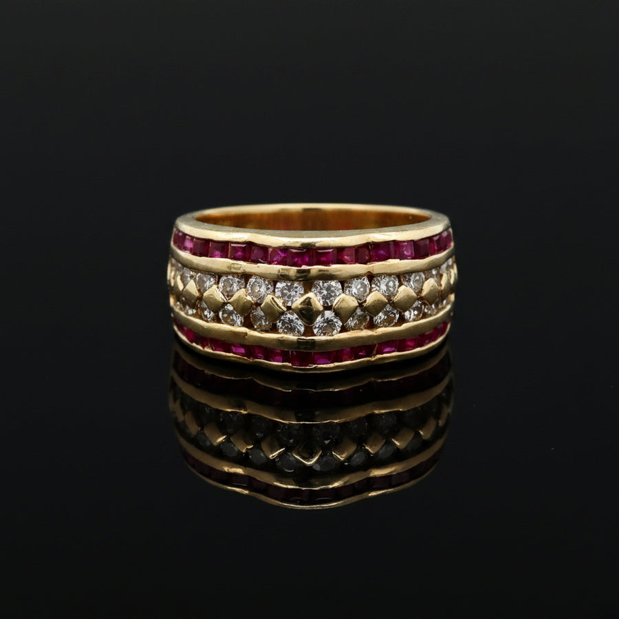 Vintage Ruby & Diamond 14K Yellow/White Gold Ring
