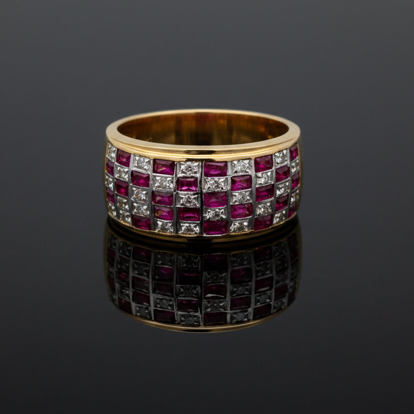Vintage Ruby & Diamond 14K Yellow/White Gold Ring