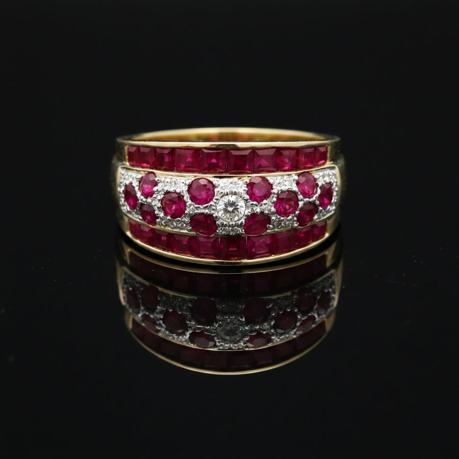Vintage Ruby & Diamond 14K Yellow/White Gold Ring