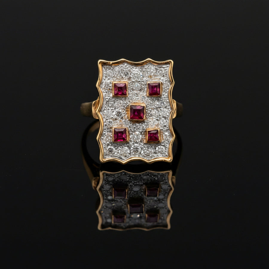 Vintage Ruby & Diamond 14K Yellow/White Gold Ring