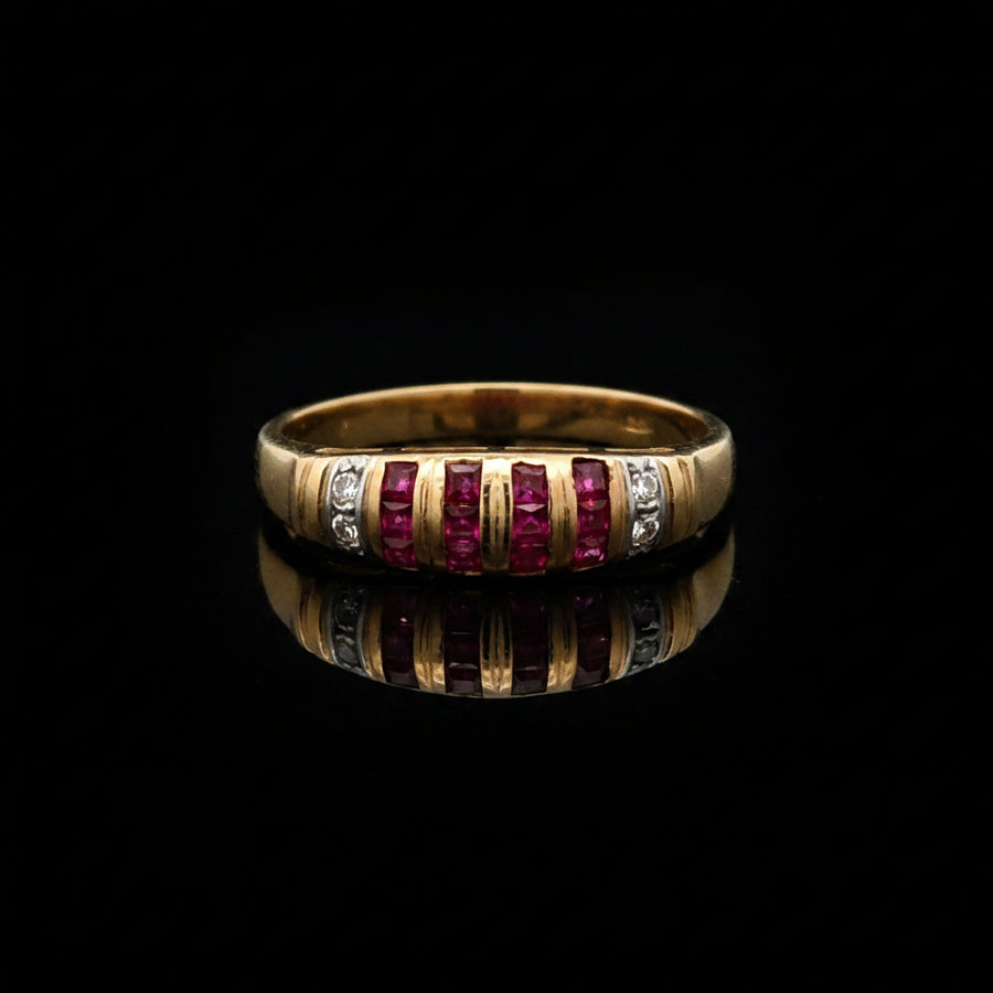 Vintage Ruby & Diamond 14K Yellow/White Gold Ring