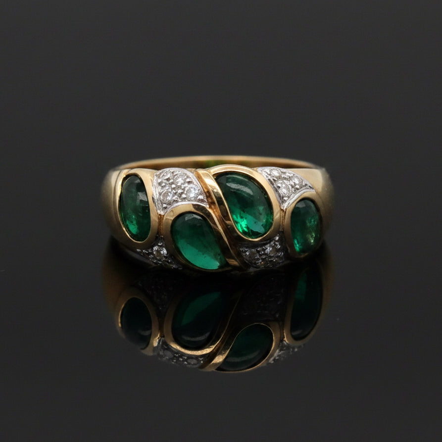 Vintage Diamond & Emerald 14K White & Yellow Ring