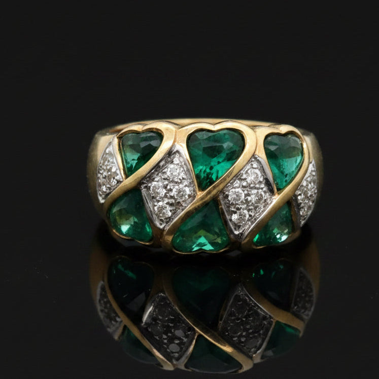 Vintage Diamond & Emerald 14K White & Yellow Ring
