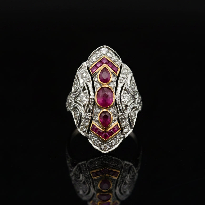 Ruby & Diamond 18k Yellow/White Gold Ring