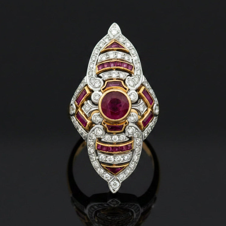 Ruby & Diamond 18k Yellow/White Gold Ring
