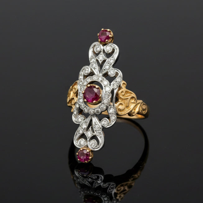 Ruby & Diamond 18k Yellow/White Gold Ring