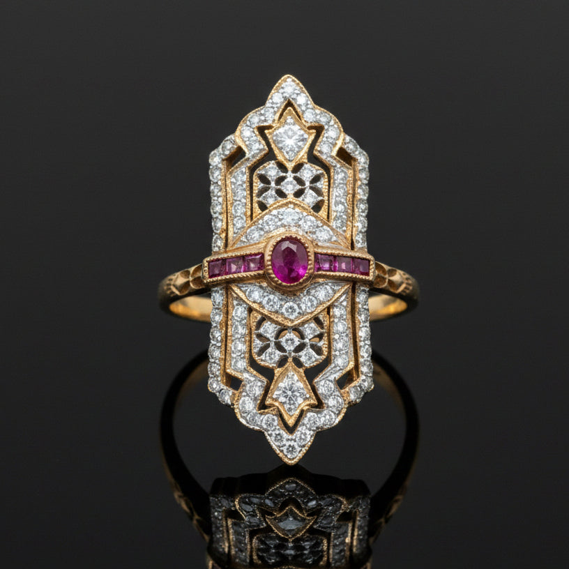 Ruby & Diamond 18k White Gold Ring
