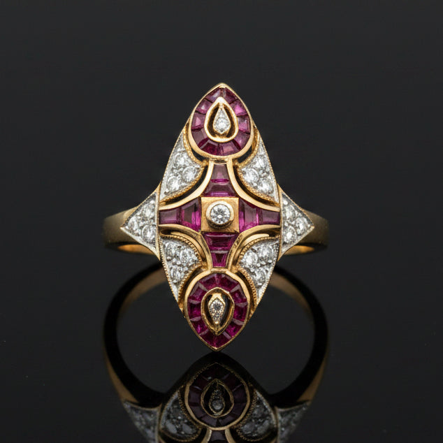 Ruby & Diamond 18k Yellow/White Gold Ring