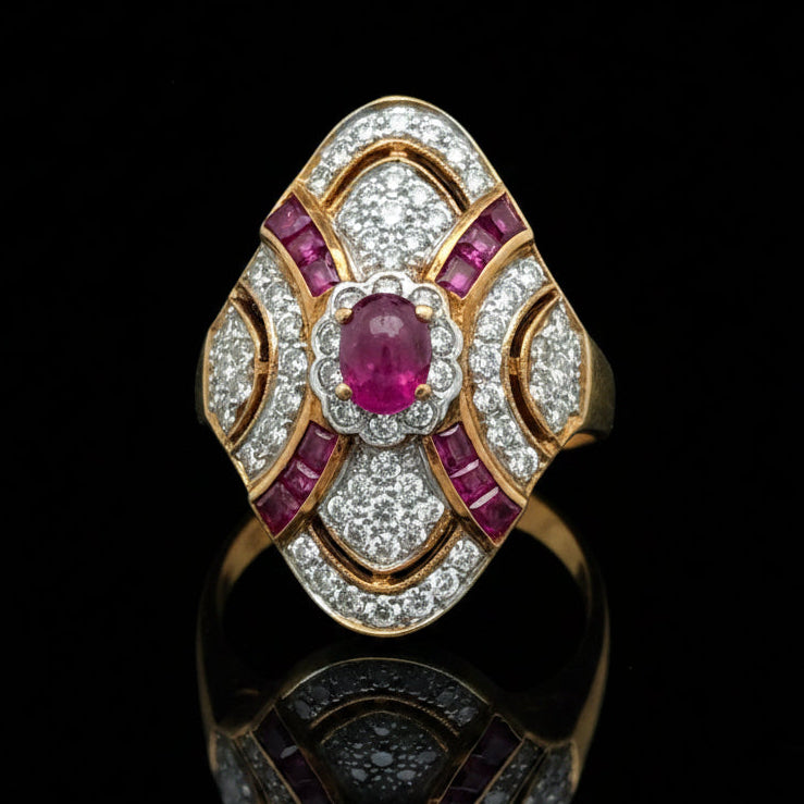 Ruby & Diamond 18k Yellow/White Gold Ring