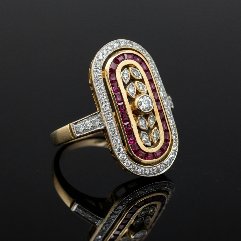 Ruby & Diamond 18k Yellow/White Gold Ring