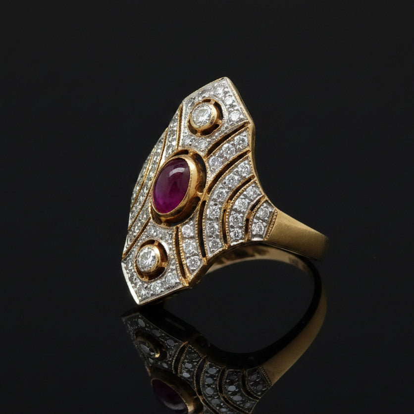 Ruby & Diamond 18k Yellow/White Gold Ring
