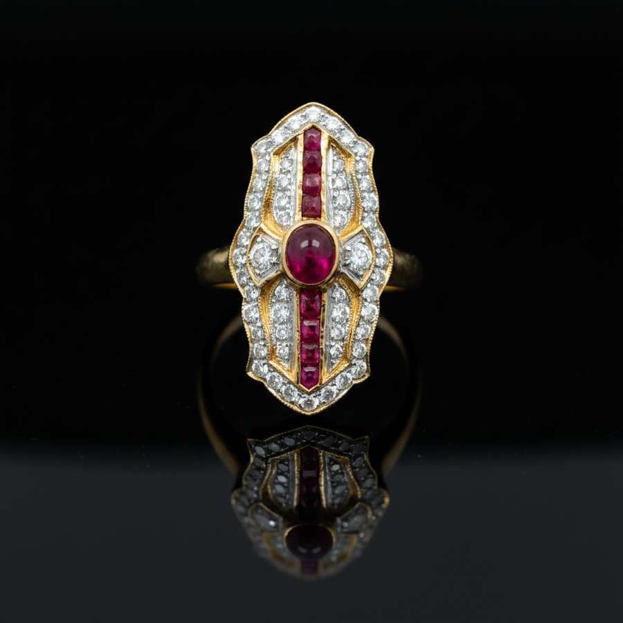 Ruby & Diamond 18k Yellow/White Gold Ring