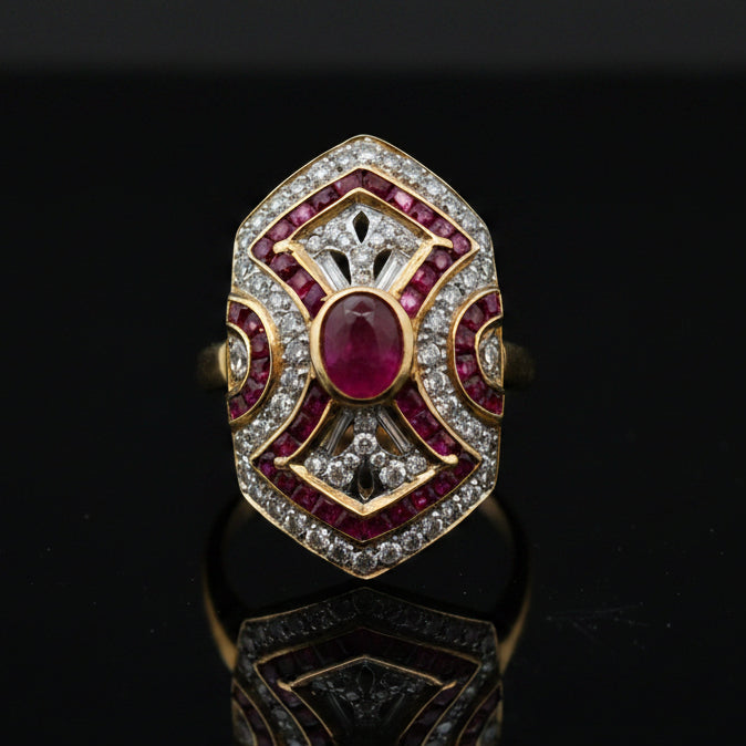 Ruby & Diamond 18k Yellow Gold Ring