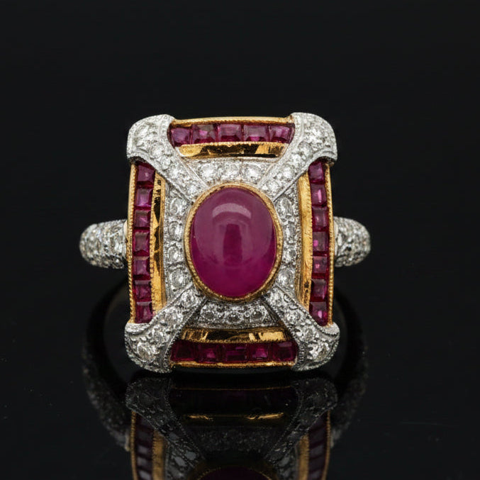 Ruby & Diamond 18k Yellow/White Gold Ring