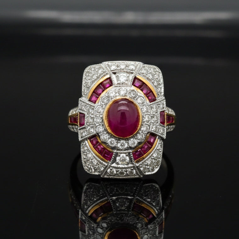 Ruby & Diamond 18k Yellow/White Gold Ring
