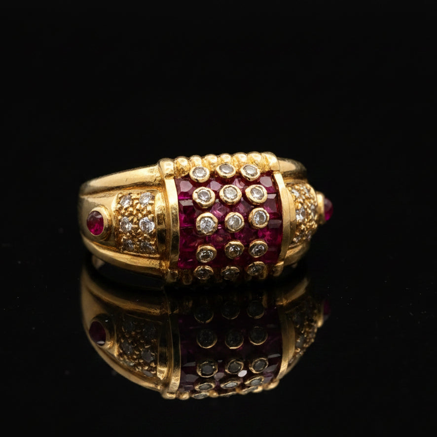 Ruby & Diamond 18k Yellow Gold Ring