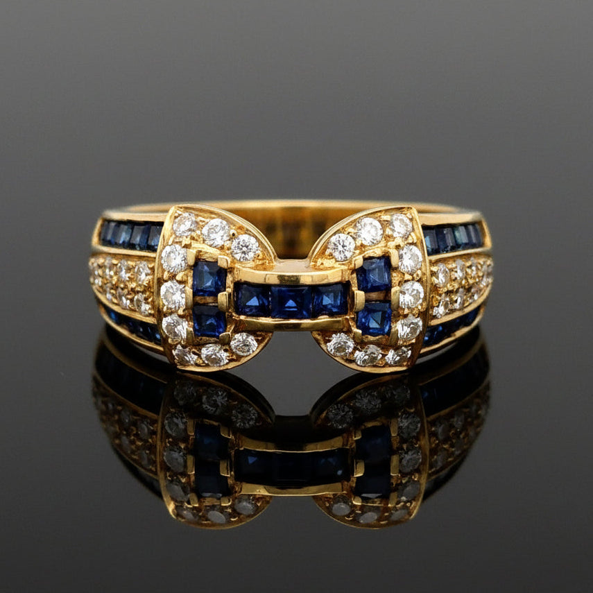 Sapphire & Diamond 18k Yellow Gold Ring