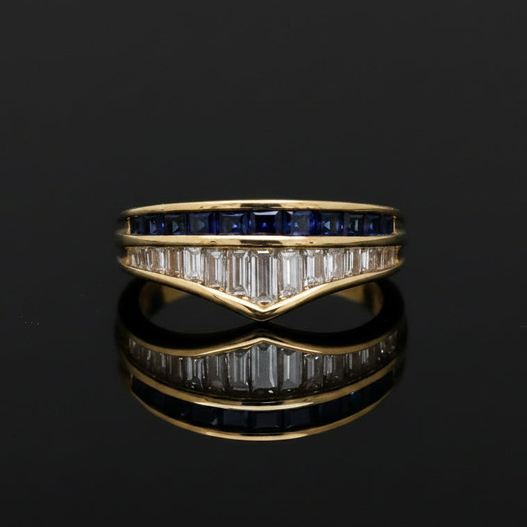 Sapphire & Diamond 18k Yellow Gold Ring