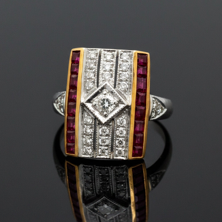 Ruby & Diamond 18k Yellow/White Gold Ring