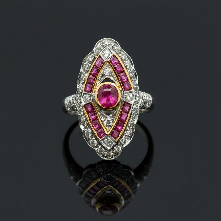 Ruby & Diamond 18k Yellow/White Gold Ring