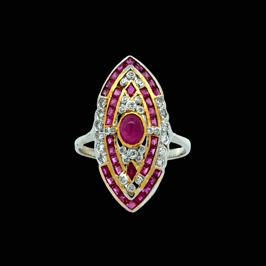 Ruby & Diamond 18k Yellow/White Gold Ring