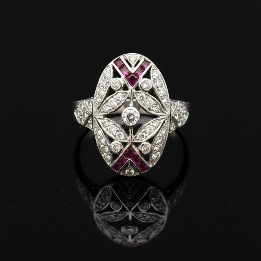 Ruby & Diamond 18k White Gold Ring