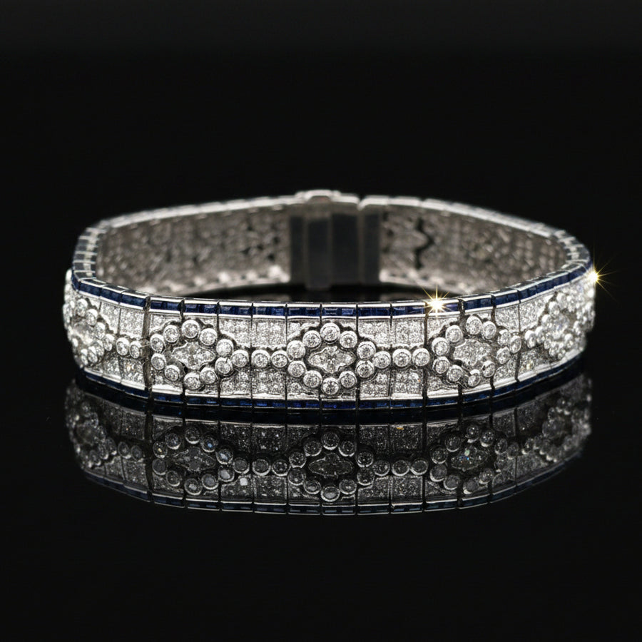 Diamond & Sapphire 18K White Gold Bracelet