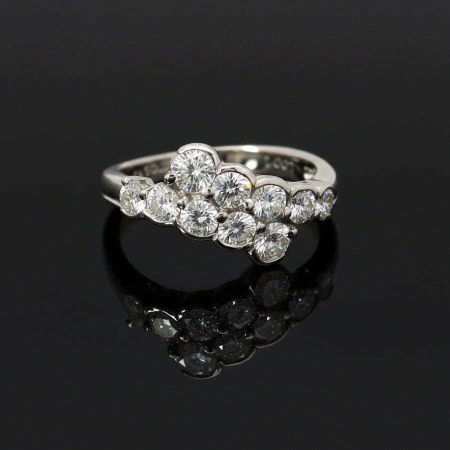 Vintage Bypass Diamond Platinum Ring