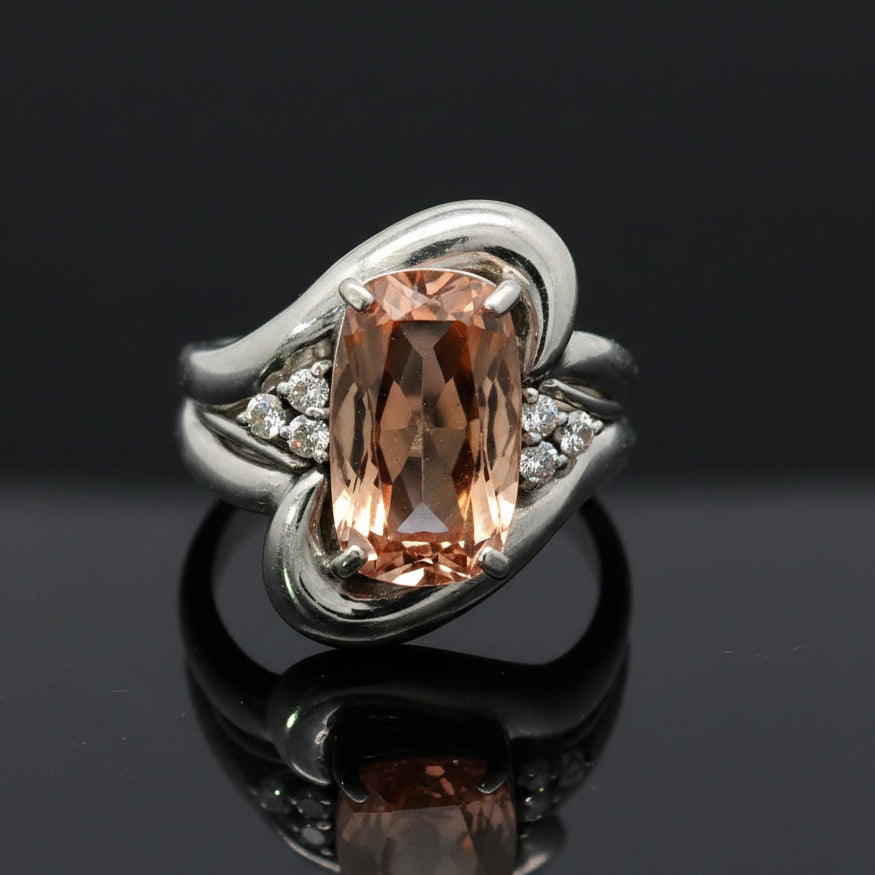 Estate Imperial Topaz & Diamond Platinum Ring